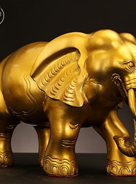 全黄铜吸水大象工艺m品摆件一对客厅玄关酒柜装饰大号家居桌面饰