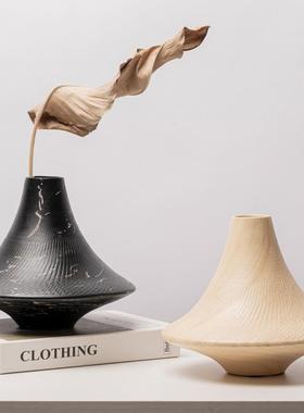 新中式创LSZ0721意圆形肌仿大理石纹花板瓶软样房餐桌理面插花器