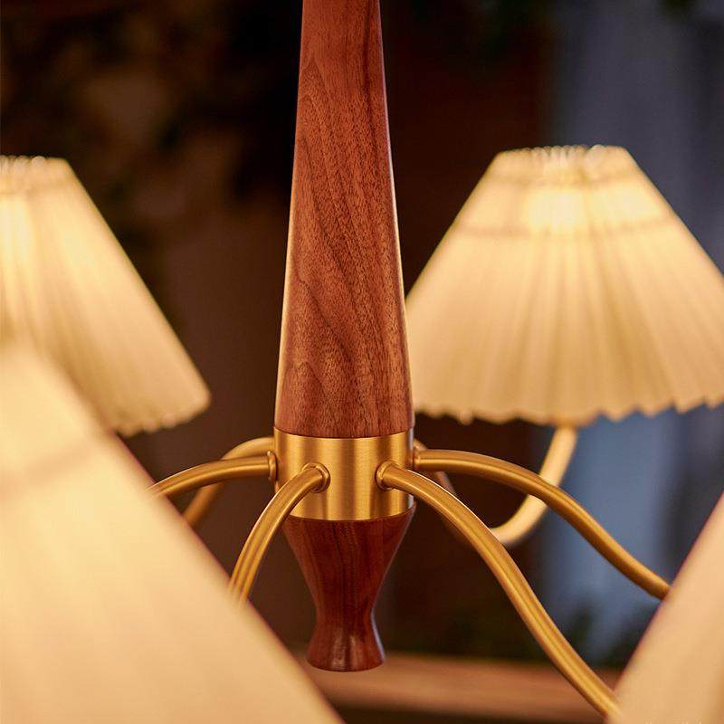 日式胡桃木全铜客厅卧室吊灯全光谱护眼中古法式美式百褶布艺吊灯,淘宝优惠券,粉丝福利购,淘宝优惠卷