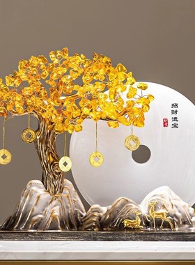 树招财摆件f流沙画客厅办公室装饰乔迁之喜搬家开业礼物