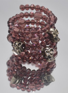 时尚简约中性风手工串珠水晶多层戒指辣妹甜酷嘻哈骷髅Z头超美饰