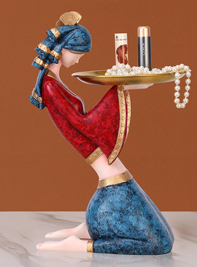 现货速发新中式玄关o收纳摆件轻奢客厅侍托盘摆件电视柜桌面摆设