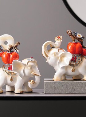 事事如意招财大象摆件柿子玄关客厅电视柜创意家S居装饰品轻奢高