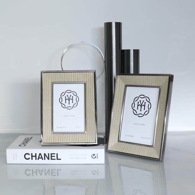 新样欧式立体轻奢编HY织皮质相框台板间书房客厅装摆饰品相框款摆,淘宝优惠券,粉丝福利购,淘宝优惠卷