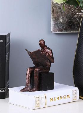 创读者雕塑术品人物雕书像摆件意玄关客厅PJP办公小摆件欧式风艺