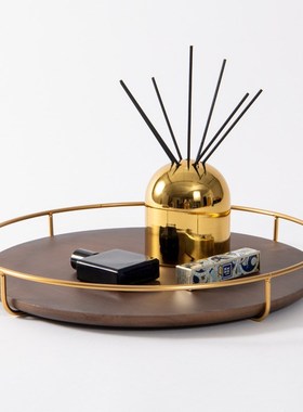 简约现代轻奢金属托盘摆件样板间售楼处酒店餐厅T客厅茶几桌面摆