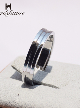 轨迹戒指男女款哈氏合金稀有金属耐E腐蚀简约素圈尾戒情侣对戒刻