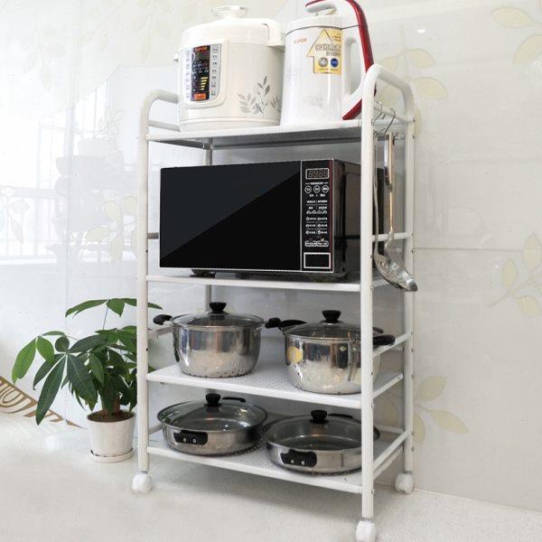 厨房夹缝置物架白色落地多层多功能放锅具收纳架微波炉架子烤箱架,淘宝优惠券,粉丝福利购,淘宝优惠卷