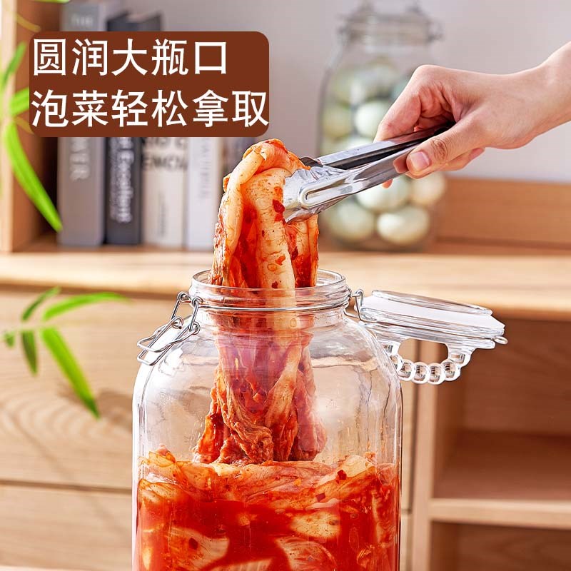 加厚带把手卡扣玻璃密封罐咸菜罐泡酒自制泡菜坛储物罐Z带盖玻璃 - 图3