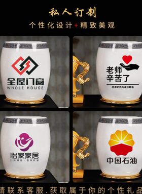 创意笔筒办公室文台摆件送客户领导实用礼品马到成功笔筒开业礼品