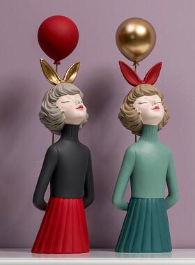 北客欧轻奢泡泡女孩树脂摆件厅创意玄关收婚纳居装饰品20230102新