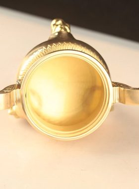 双耳三足鼎炉纯铜居家供佛纯铜香炉家用室内盘香炉供奉焚香炉