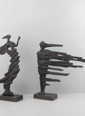 新摆中式创0535意象黑色人物雕抽塑件书铸铁别墅房客厅家居装饰品