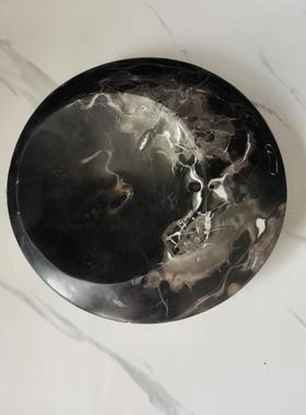 轻奢现代简约天然理石酒客厅样NUK板店房大件间书房桌面托盘摆家