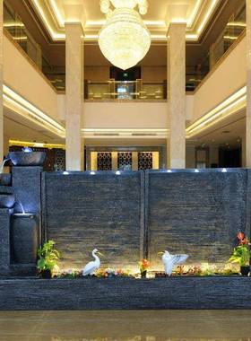 大型式流水喷泉摆室件水欧幕墙公司前台tb-61296装办公庭院招财鱼