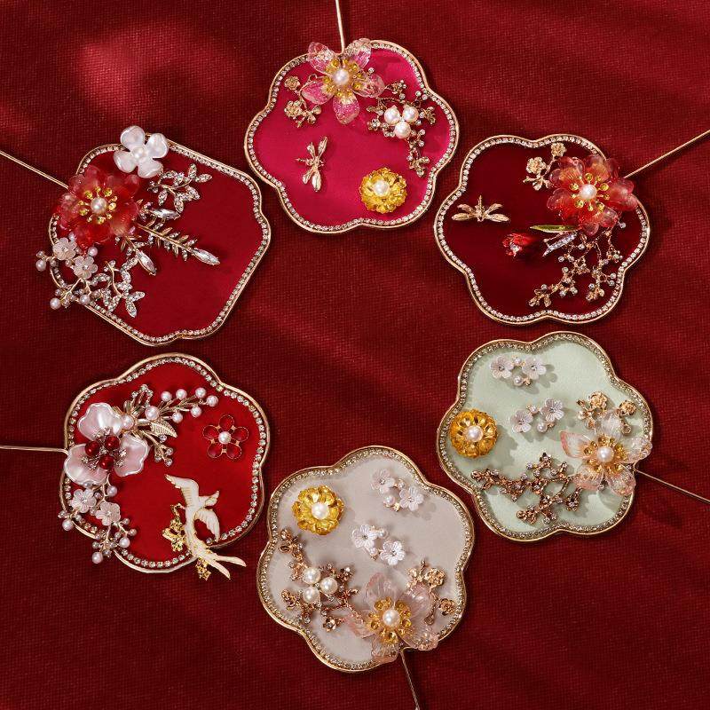 迷你小团扇子新娘手工diy秀禾扇巴掌扇晨袍拍照道具古典新娘团扇,淘宝优惠券,粉丝福利购,淘宝优惠卷