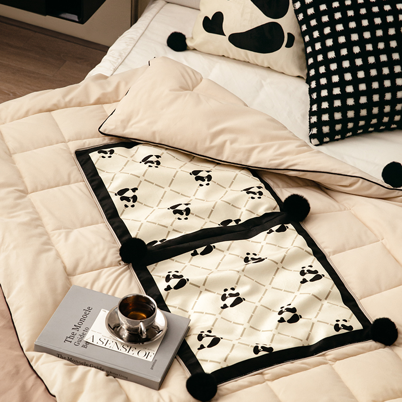 熊猫花花客厅沙发抱枕靠枕被车载C毯子二合一办公室午休毯空调被 - 图2