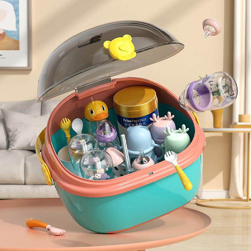 婴儿奶瓶收纳箱晾干 干沥水置物架带盖子防尘宝宝餐具副食品工具,淘宝优惠券,粉丝福利购,淘宝优惠卷