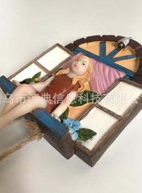 窗户仙女树脂挂件家居装饰工艺品摆件 可爱创意户外女孩花园装饰