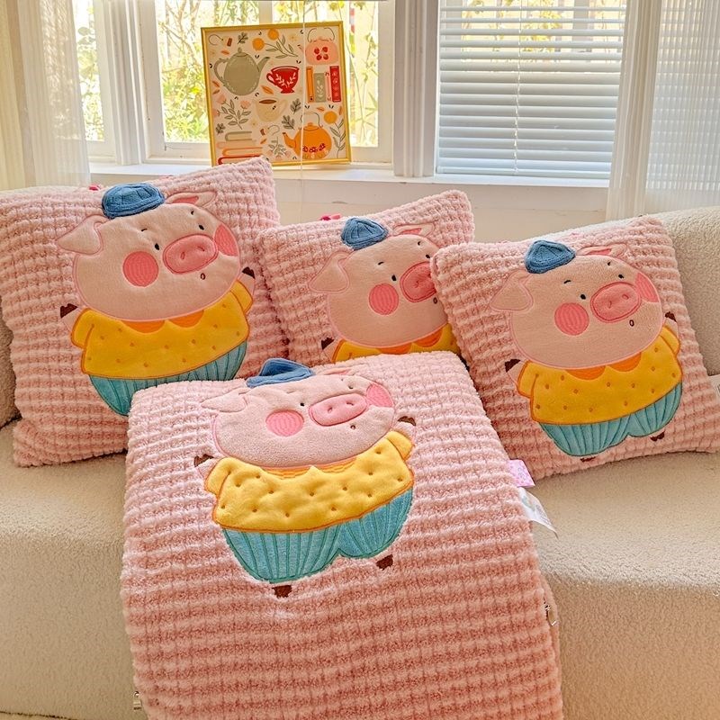 牛奶绒抱枕被子两用学生午休加厚汽车H折叠枕头午睡毯子二合一靠 - 图2