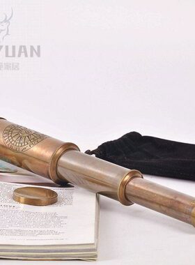 印度进口黄铜便携高清高倍儿童加勒比海盗复古拉伸缩式单筒望远镜
