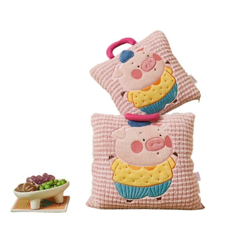 牛奶绒抱枕被子两用学生午休加厚汽车H折叠枕头午睡毯子二合一靠 - 图3