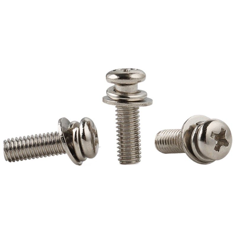 镀镍十字圆头三组合螺丝盘头带平弹垫三组合螺钉螺栓机钉M3M4M5M6,淘宝优惠券,粉丝福利购,淘宝优惠卷