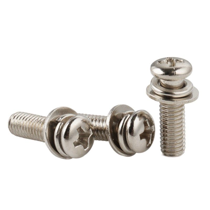 镀镍十字圆头三组合螺丝盘头带平弹垫三组合螺钉螺栓机钉M3M4M5M6,淘宝优惠券,粉丝福利购,淘宝优惠卷