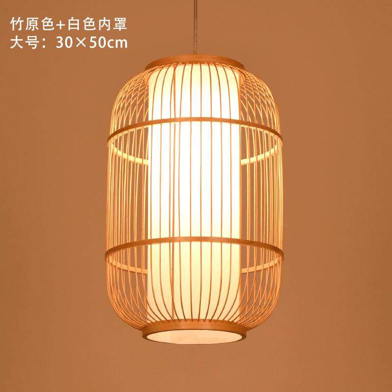 中竹小灯餐厅饭店国风吊灯中式茶室艺复古禅意竹编日式鸟笼灯笼 - 图3