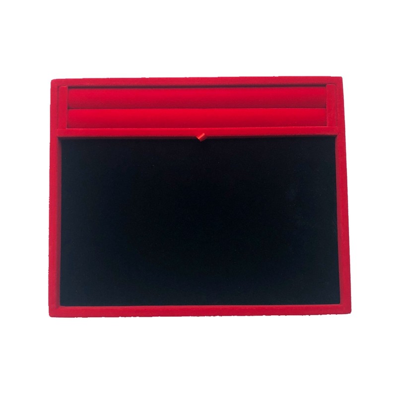 两面折叠看货盘金银珠宝展示托盘黑皮红绒拉丝展示盘戒指项链道具 - 图1