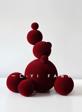 一匚现代简约抽象蓝色泡泡雕塑 样板间售楼处客厅电视Z柜创意摆件