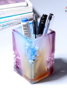 琉璃笔筒文创梅兰竹菊中国风礼物送老师领导定制礼品摆件工艺品