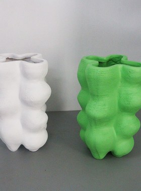 简约现代绿色树脂艺术插花花器样板房客厅茶几餐桌家居饰品摆设