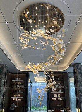 景观酒店会所售楼部水池水景天花吊饰装饰天花板创意空中悬挂灯具