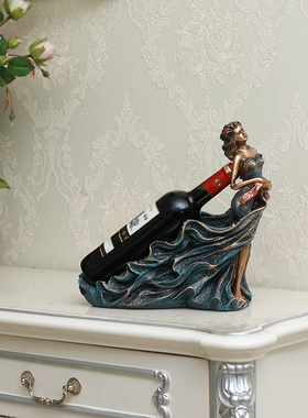 北欧复古美女红酒k架家用红酒架摆件欧式创意个性餐厅摆设酒柜摆