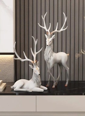 JUZI好物麋鹿摆件玄关家居创意摆设品电视酒柜装饰品Y乔迁新居礼