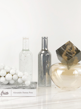 现代简约欧式琥珀色瓶p大理石创意摆件样板房售楼处软装饰品摆设