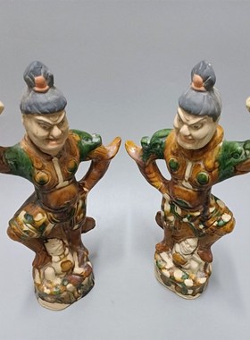 仿古天王俑民俗装饰摆件镇墓兽陶瓷艺术品出国礼品博古.架摆设工