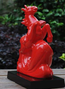 中国红马摆件 生肖动物马 家居办公招财装饰客厅礼品摆设 如意马
