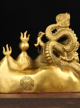 铜避火龙摆件  铜龙摆件 铜双龙避火L龙  厨房西北方摆放