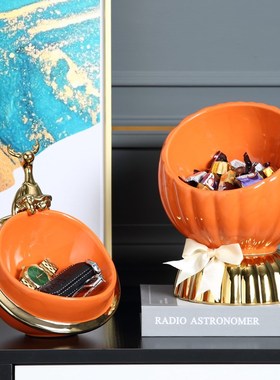 玄关钥匙收纳摆件轻奢进门陶瓷盆玄幻鞋柜现代创意家庭Z入户门口