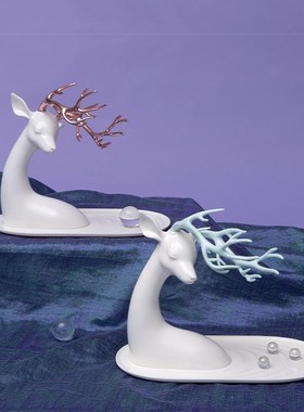 白夜童话祥鹿托盘创意摆件鹿朋友女乔迁新居礼品S情人节可爱装饰