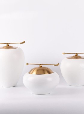 现代新中式古典陶瓷储物r罐摆件酒店会所售楼处样板房软装饰品摆