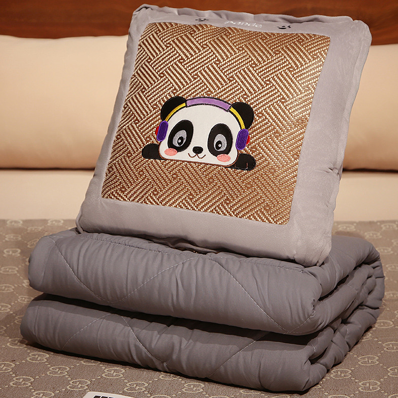 夏季凉席抱枕h被h子两用办公室折叠午睡枕头毯子二合一汽车靠枕车 - 图1