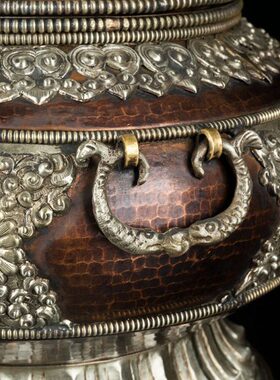 尼泊尔藏式糌粑盒收纳盒储物盒民族风复古手工纯铜装饰民宿摆件