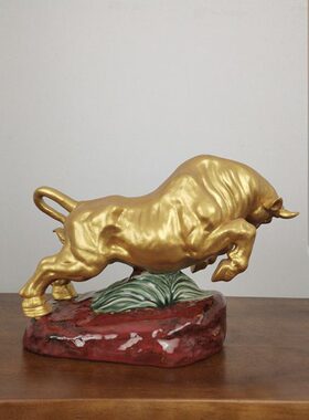 金色版华尔街牛客厅玄关办公桌创意装饰品乔迁店铺开业送礼品陶瓷