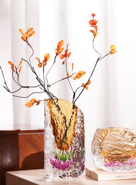 厚釉琥珀花瓶现m代入口桌装饰客厅艺术装饰电视柜装饰