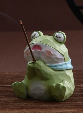 可爱小青蛙熊猫线k香插香座高级感点香托盘创意茶宠桌台香薰炉摆