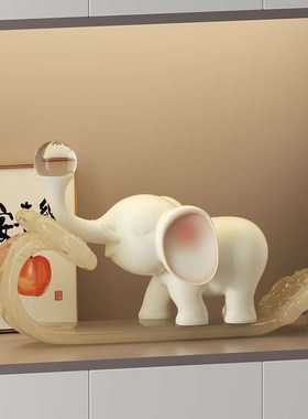 招财如意大象摆件创意家居客厅酒柜玄G关办公室寓意好的乔迁装饰