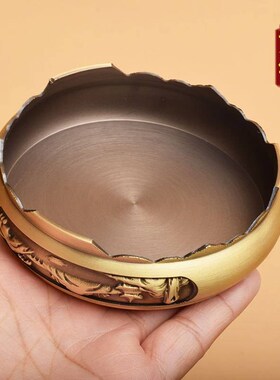 黄铜米缸百d福缸聚宝盆塔圆形摆件底座花瓶茶壶小号花盆景铜底座